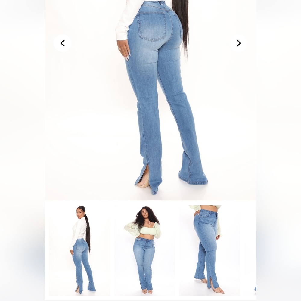 Fashion Nova side split jeans.